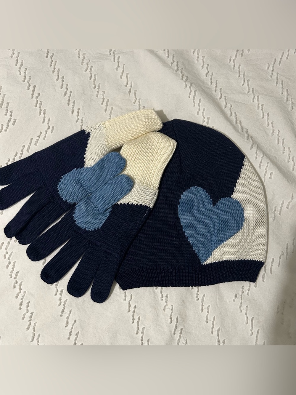 Laurie Felt Women’s Cashmere Blend Hat Glove Accessories Set Blue Beanie OS NEW